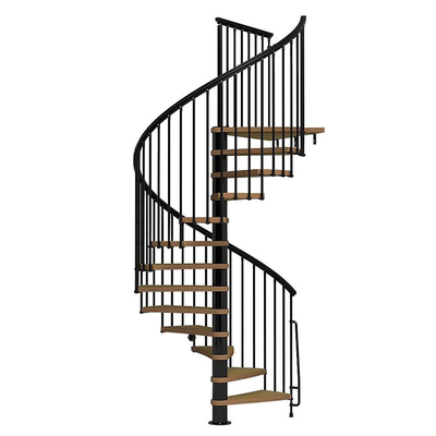 Escalera espiral de madera del paso del LED con la barandilla de acero inoxidable