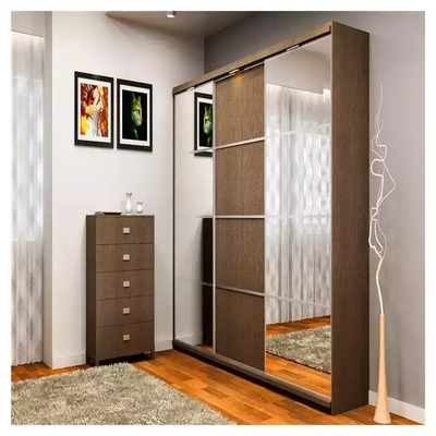 Guardarropas modernos de madera sólidos del dormitorio, guardarropa modificado para requisitos particulares muebles del dormitorio