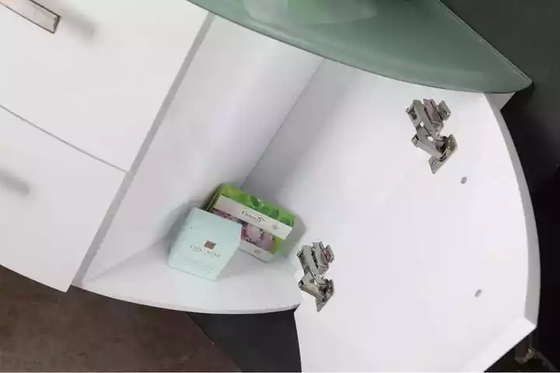 Vanidad moderna flotante del cuarto de baño del gabinete en brillante blanco superior del vidrio verde