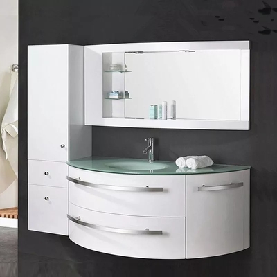Vanidad moderna flotante del cuarto de baño del gabinete en brillante blanco superior del vidrio verde