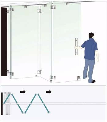 Puerta de cristal plegable Frameless interior, solario del balcón que resbala la puerta plegable