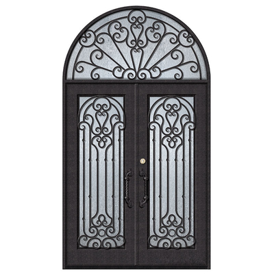 Puerta principal de lujo de la seguridad del hierro labrado, puerta de entrada exterior del metal