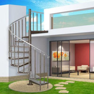 Tamaño modificado para requisitos particulares escalera espiral revestida polvo al aire libre del acero de carbono