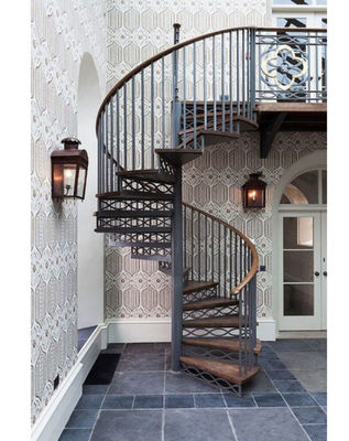 Madera sólida de las escaleras espirales al aire libre externas del metal usado/vidrio moderado laminado