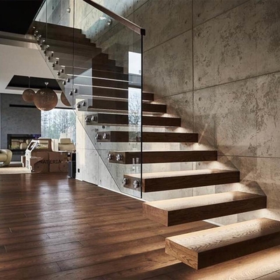 Diseño flotante de madera moderno de la escalera del edificio comercial para interior