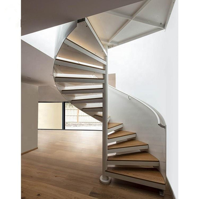 Escaleras de cristal de lujo espirales, escaleras de madera espirales del ahorro de espacio