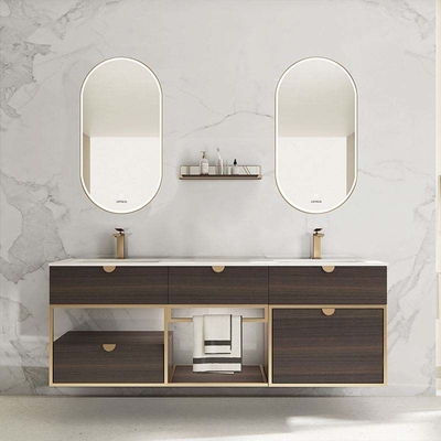 Muebles europeos modernos del gabinete de la vanidad del cuarto de baño de la madera maciza del fregadero doble