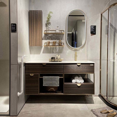 Muebles europeos modernos del gabinete de la vanidad del cuarto de baño de la madera maciza del fregadero doble