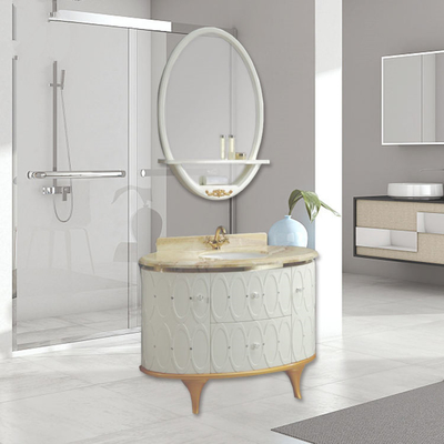 Gabinetes de baño redondos de tocador de hotel con accesorios de espejo