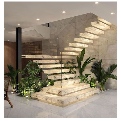 Escalera interior moderna estándar australiana con mármol LED