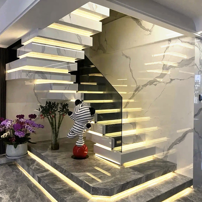 Escalera interior moderna estándar australiana con mármol LED