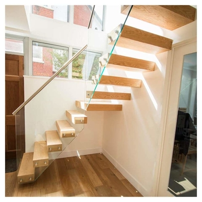 Escalera flotante de madera sólida, escaleras de madera interiores de los pasos de la madera