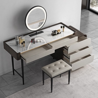 Mesa de tocador de maquillaje de dormitorio por encargo de lujo con espejo LED