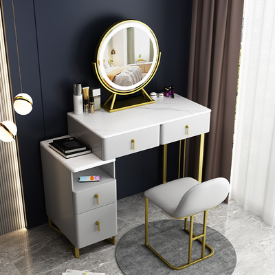 Sistema de la vanidad del maquillaje de los muebles del dormitorio con la tabla cosmética del almacenamiento del espejo
