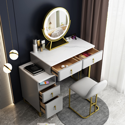 Sistema de la vanidad del maquillaje de los muebles del dormitorio con la tabla cosmética del almacenamiento del espejo