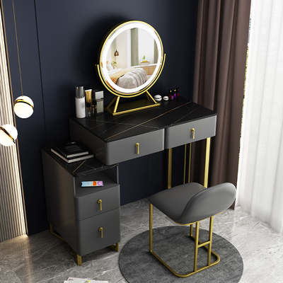 Sistema de la vanidad del maquillaje de los muebles del dormitorio con la tabla cosmética del almacenamiento del espejo
