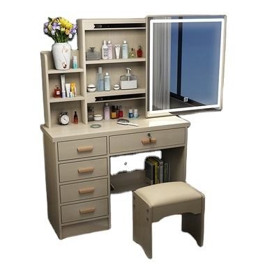 Simple maquillaje dormitorio LED espejo blanco tocador práctico multifunción