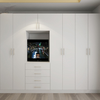 Paseo de madera moderno del juego de dormitorio de los muebles en armario, alto guardarropa de encargo del lustre