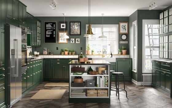 El sistema completo impermeable de madera laquea lustre clásico de los armarios de cocina del MDF alto