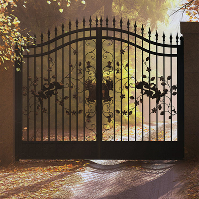 Diseño moderno Front Door, tubo principal galvanizado de la parrilla de la casa del hierro labrado