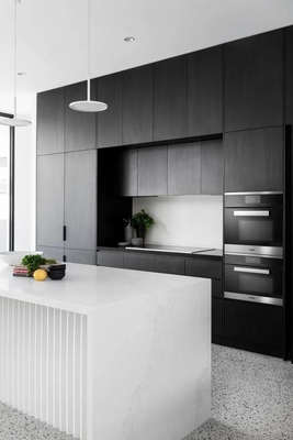 Muebles simples de lujo de la casa, armario de cocina impermeable de la chapa negra