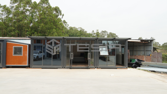 Casa prefabricada extensible del envase de la estructura de acero ligera preparada de lujo los 20FT