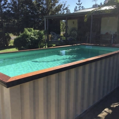 Al aire libre modificada para requisitos particulares colorean 20' 40' piscina del contenedor con 2&quot; ventana gruesa y la escalera de acero