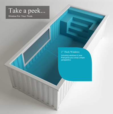 Al aire libre modificada para requisitos particulares colorean 20' 40' piscina del contenedor con 2&quot; ventana gruesa y la escalera de acero