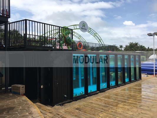 Piscina portátil moderna prefabricada de lujo del envase con la pared de cristal de alta resistencia