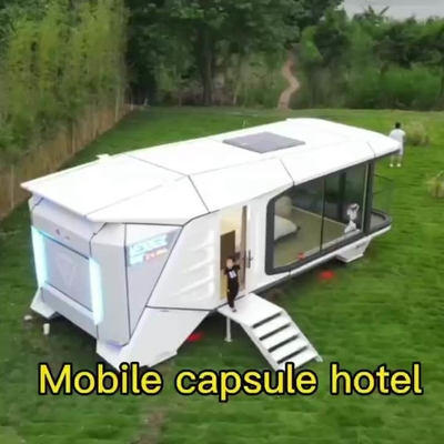 Casa modular moderada de la vaina del envase del café de la tienda prefabricada movible de cristal de la tienda de la estructura de acero