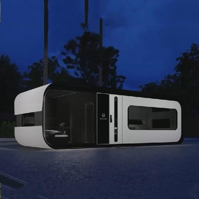 Casa modular moderada de la vaina del envase del café de la tienda prefabricada movible de cristal de la tienda de la estructura de acero