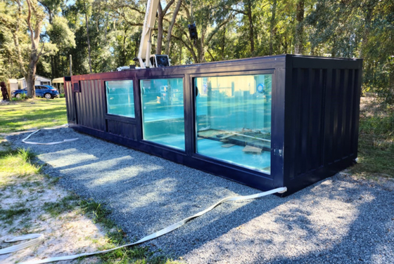 Contenedor personalizado piscina con ventanas casa de ducha spa estructura de acero piscina