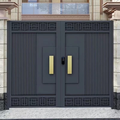 Decoración exterior Entrada negra Puerta doble de acero inoxidable Diseño de hierro forjado Puerta principal