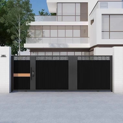 Decoración exterior Entrada negra Puerta doble de acero inoxidable Diseño de hierro forjado Puerta principal