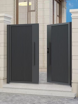 Decoración exterior Entrada negra Puerta doble de acero inoxidable Diseño de hierro forjado Puerta principal