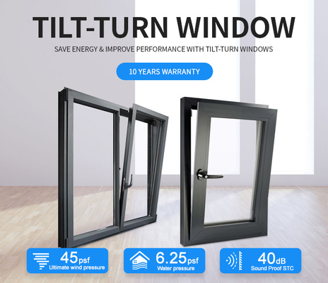 Ventanas y puertas de doble acristalamiento Fabricante Cuadro de aluminio Ventana inclinada y giratoria