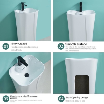 Precio al por mayor Artículos sanitarios modernos Estante libre Cuenca de baño de cerámica blanca