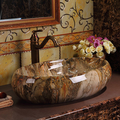 Lujo Sanitario Vintage Elegante Colorido Baño de escritorio Lavabo Lavabo de mármol