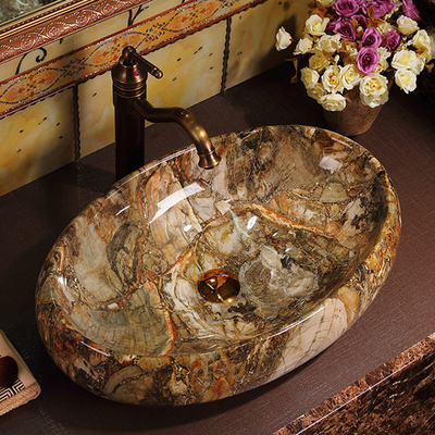 Lujo Sanitario Vintage Elegante Colorido Baño de escritorio Lavabo Lavabo de mármol