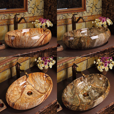 Lujo Sanitario Vintage Elegante Colorido Baño de escritorio Lavabo Lavabo de mármol