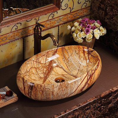 Lujo Sanitario Vintage Elegante Colorido Baño de escritorio Lavabo Lavabo de mármol