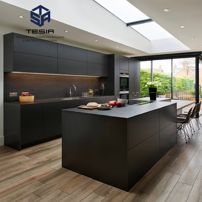 Armarios de cocina modernos de lujo Gris Brillante Precio barato Armarios de madera Armario de cocina