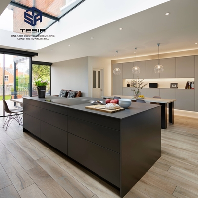 Armarios de cocina modernos de lujo Gris Brillante Precio barato Armarios de madera Armario de cocina