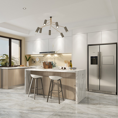 Armario superior de la chapa de los armarios de cocina 18m m de la melamina del mármol modular de madera del tablero
