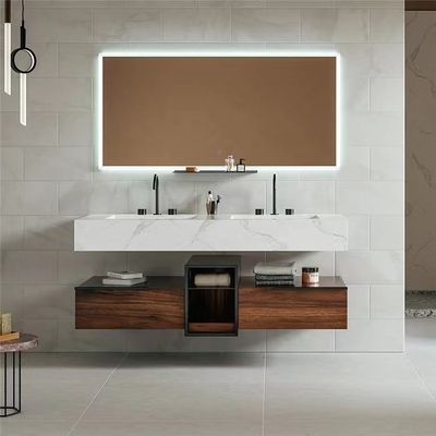 Vanidad moderna del soporte de la pared del LED del cuarto de baño del espejo de la prenda impermeable impermeable de encargo del gabinete