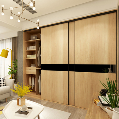 Paseo de madera sólido de moda en los guardarropas de Mirror Sliding Doors del organizador del armario para la ropa