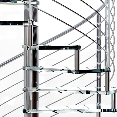 La escalera helicoidal de acero de cristal del ático A3 de las pisadas laminó las escaleras espirales de cristal moderadas