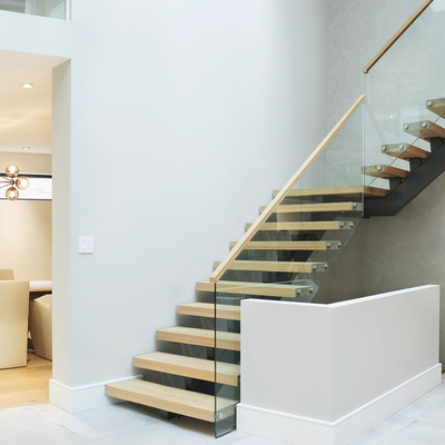 Escaleras flotantes modernas en forma de L de madera sólida de la escalera espiral del ahorro de espacio para el hogar