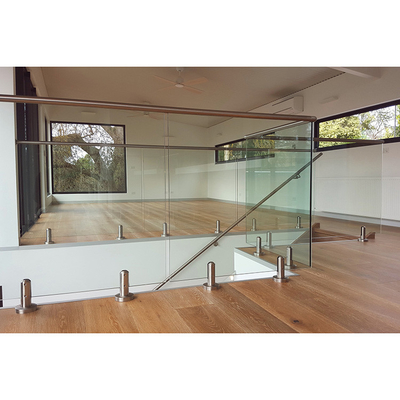 Guardia de cristal Frameless interior Rail On Stairs de la escalera de la barandilla de la barandilla superior