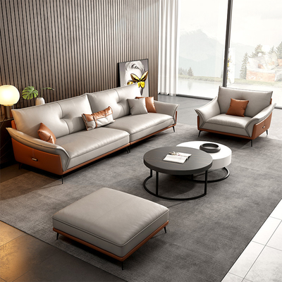Pequeña piel de vacuno seccional nórdica casera Sofa Set del sofá de 3 4 Seater